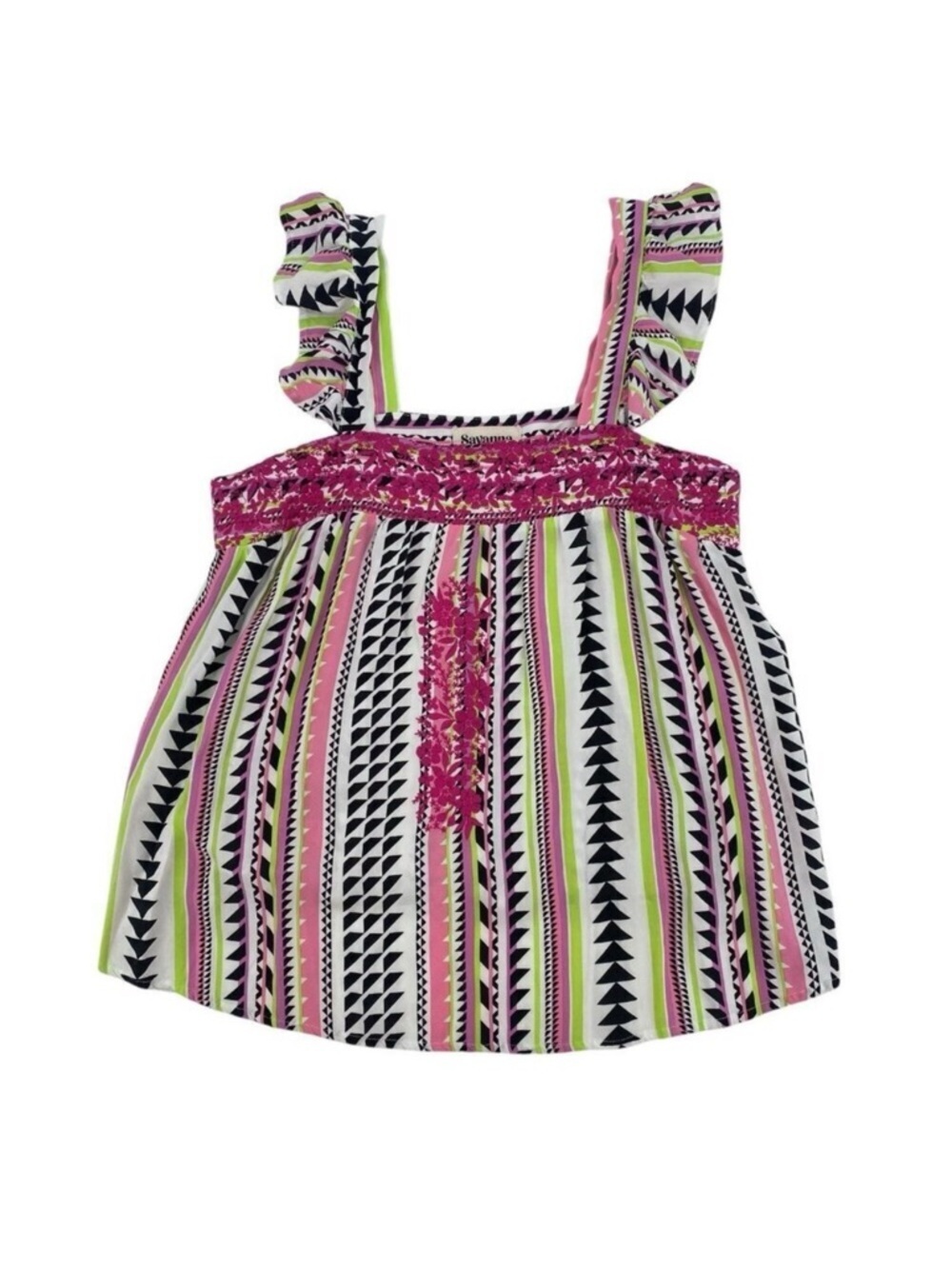 Savanna Jane size M Multicolor Striped Embroidered Sleeveless Boho top